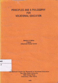 Principles And A Philosophy For Vocational Education
